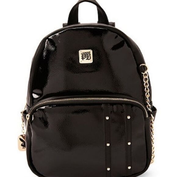 PLAYBOY | Bags | Playboy Black Pb Logo Gold Chain Backpack 